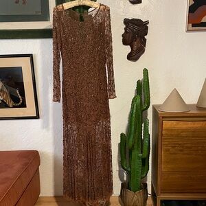 Vintage Carmen Marc Valvo Beaded Gown Size 8